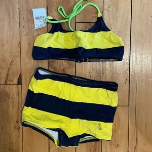 Crewcuts Striped Yellow and Navy Bikini Set